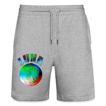 Luna Lune Arc-en-ciel - Short de jogging bio TRAINER Stanley/Stella unisexe - gris chiné - Devant - Nik (191cm) & Marisol (170cm)