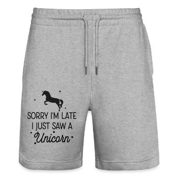 Einhorn - Stanley/Stella Unisex Bio Joggingshorts Trainer  - Grau meliert - Vorne - Nik (191cm) & Marisol (170cm)