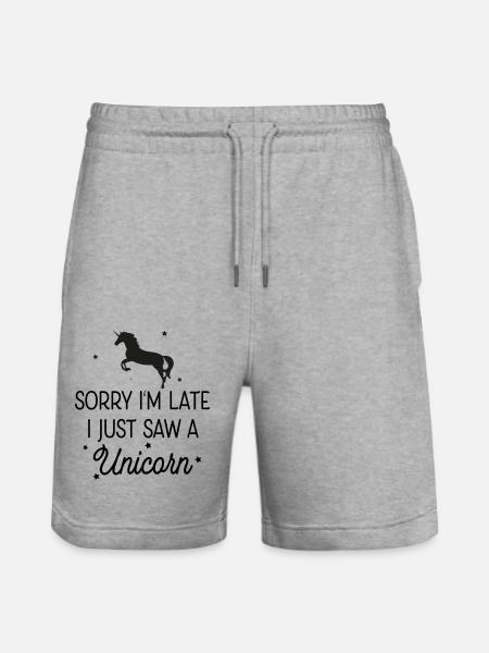 Unicorn - Stanley/Stella Trainer Unisex Organic Jogging Shorts - heather grey