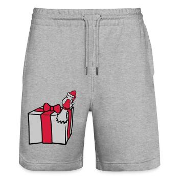 L’oie éclate de cadeau - Short de jogging bio TRAINER Stanley/Stella unisexe - gris chiné - Devant - Nik (191cm) & Marisol (170cm)