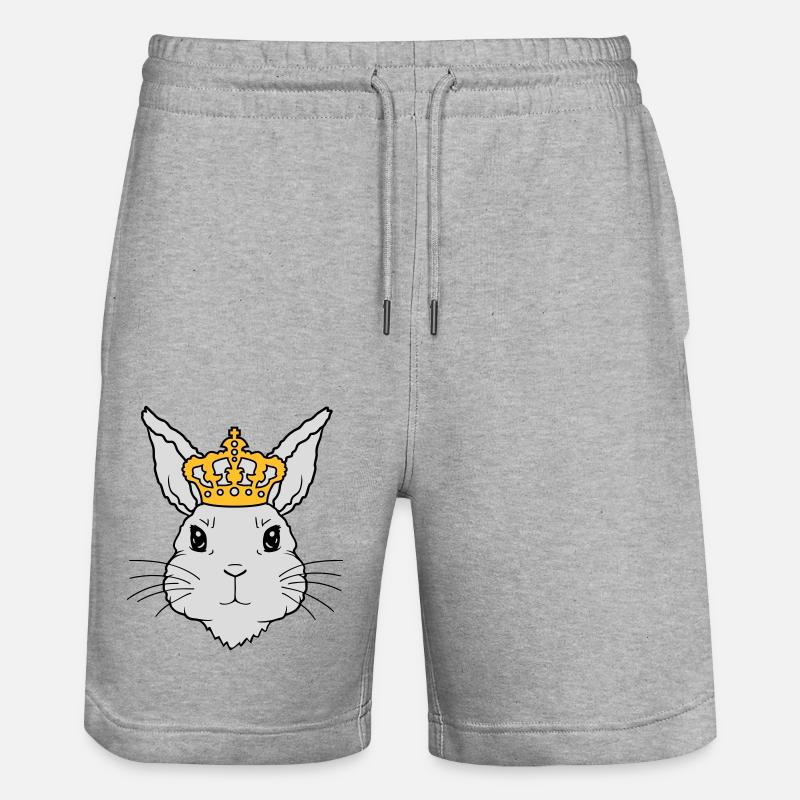 King Rabbit Crown Visage - Short de jogging bio TRAINER Stanley/Stella unisexe - gris chiné