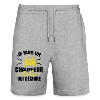 Je Suis Un Chauffeur De Taxi Qui Déchire - Short de jogging bio TRAINER Stanley/Stella unisexe - gris chiné - Devant - Nik (191cm) & Marisol (170cm)