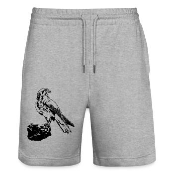 Falcon Bird Perched On Tree Cool Bird Lovers Gift - Stanley/Stella Trainer Unisex Organic Jogging Shorts - heather grey - Front - Nik (191cm) & Marisol (170cm)