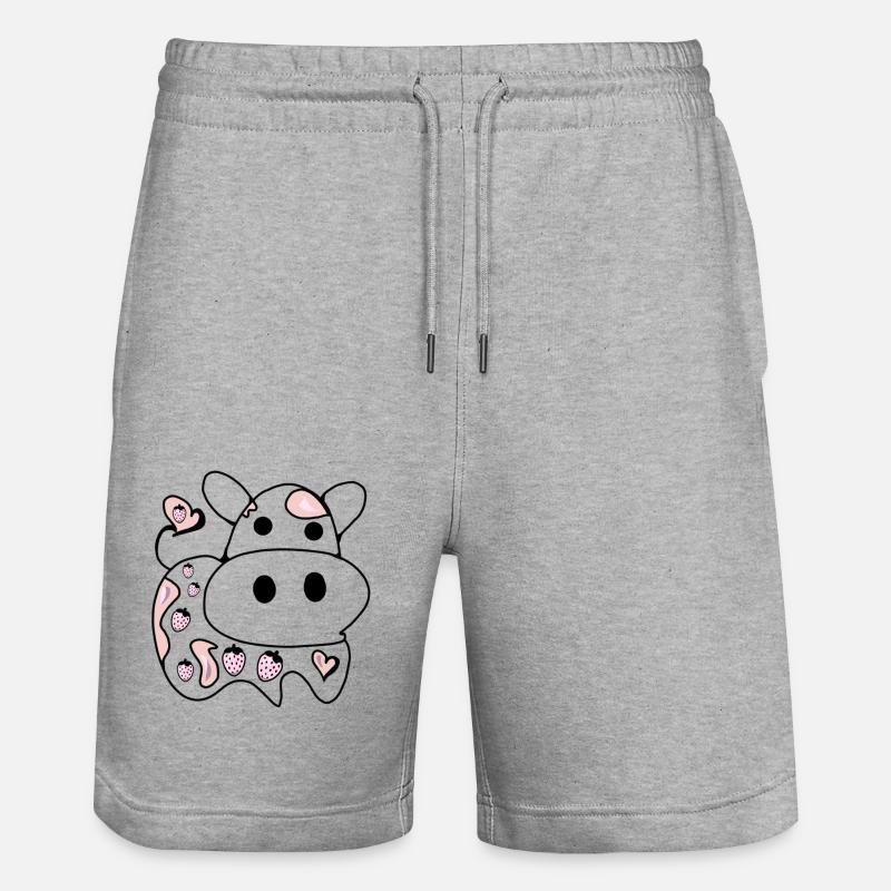 Dessin au trait - Vache - Short de jogging bio TRAINER Stanley/Stella unisexe - gris chiné