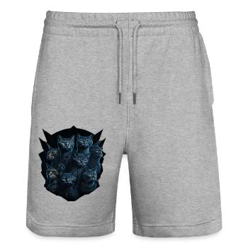 Unique cat, for cat lovers - Stanley/Stella Trainer Unisex Organic Jogging Shorts - heather grey - Front - Nik (191cm) & Marisol (170cm)