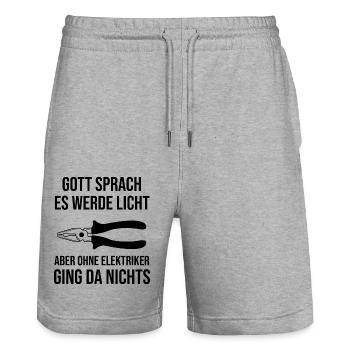 Handwerker Handyman Handwerk Werkzeug Baustelle - Stanley/Stella Unisex Bio Joggingshorts Trainer  - Grau meliert - Vorne - Nik (191cm) & Marisol (170cm)