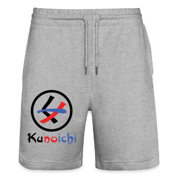 Female Ninja Kunoichi くノ一 - Stanley/Stella Trainer Unisex Organic Jogging Shorts - heather grey - Front - Nik (191cm) & Marisol (170cm)
