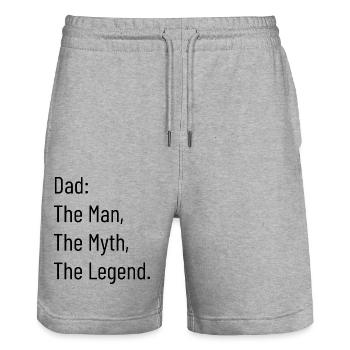 Dad the legend - Stanley/Stella Trainer Unisex Organic Jogging Shorts - heather grey - Front - Nik (191cm) & Marisol (170cm)