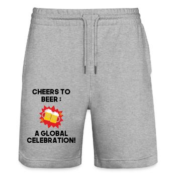 Cheers Beer T-shirt | World party! - Stanley/Stella Trainer Unisex Organic Jogging Shorts - heather grey - Front - Nik (191cm) & Marisol (170cm)