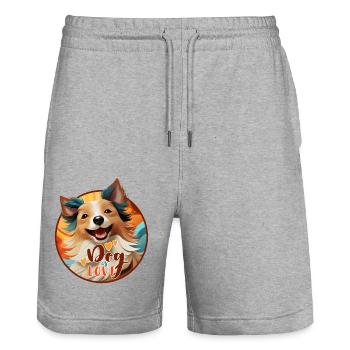 Dog is LOVE - Stanley/Stella Unisex Bio Joggingshorts Trainer  - Grau meliert - Vorne - Nik (191cm) & Marisol (170cm)
