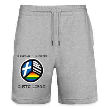 Ni ècossais ni breton, juste libre - Short de jogging bio TRAINER Stanley/Stella unisexe - gris chiné - Devant - Nik (191cm) & Marisol (170cm)