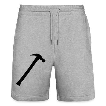 hammer - Stanley/Stella Trainer Unisex Organic Jogging Shorts - heather grey - Front - Nik (191cm) & Marisol (170cm)