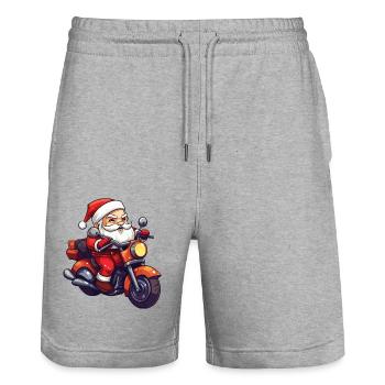 Weihnachtsmann Motorrad Sonnenbrille Weihnachten - Stanley/Stella Unisex Bio Joggingshorts Trainer  - Grau meliert - Vorne - Nik (191cm) & Marisol (170cm)