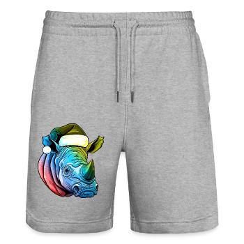 Rhinoceros Head Christmas Portrait Colorful - Stanley/Stella Trainer Unisex Organic Jogging Shorts - heather grey - Front - Nik (191cm) & Marisol (170cm)