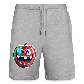 Apfel / Frucht / Obst / Gesund / Bio / Ernährung - Stanley/Stella Unisex Bio Joggingshorts Trainer  - Grau meliert - Vorne - Nik (191cm) & Marisol (170cm)
