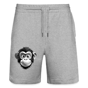 Affe BN - Stanley/Stella Unisex Bio Joggingshorts Trainer  - Grau meliert - Vorne - Nik (191cm) & Marisol (170cm)