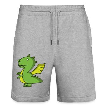 Logo Dinosaure Enfants - Short de jogging bio TRAINER Stanley/Stella unisexe - gris chiné - Devant - Nik (191cm) & Marisol (170cm)