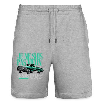 I'm not old I'm vintage - Stanley/Stella Trainer Unisex Organic Jogging Shorts - heather grey - Front - Nik (191cm) & Marisol (170cm)