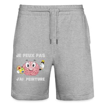 I Can't I Have Humor Painting Gift - Stanley/Stella Trainer Unisex Organic Jogging Shorts - heather grey - Front - Nik (191cm) & Marisol (170cm)