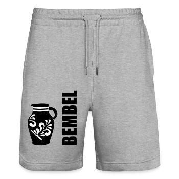Bembel - Der original Apfelweinbembel #FFM #069 - Stanley/Stella Unisex Bio Joggingshorts Trainer  - Grau meliert - Vorne - Nik (191cm) & Marisol (170cm)