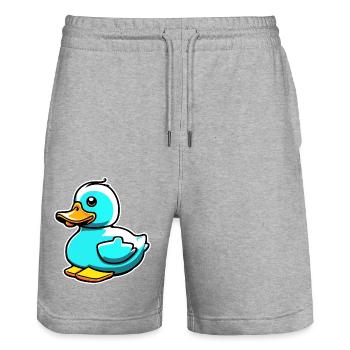 Canard en caoutchouc / canard en caoutchouc / eau / baignoire - Short de jogging bio TRAINER Stanley/Stella unisexe - gris chiné - Devant - Nik (191cm) & Marisol (170cm)