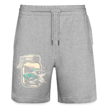 Poisson dans un bocal - Short de jogging bio TRAINER Stanley/Stella unisexe - gris chiné - Devant - Nik (191cm) & Marisol (170cm)