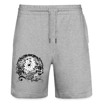 Notenschädel - Stanley/Stella Unisex Bio Joggingshorts Trainer  - Grau meliert - Vorne - Nik (191cm) & Marisol (170cm)