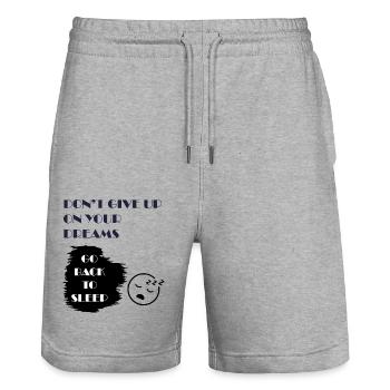 Funny Motivational t-shirt - Stanley/Stella Trainer Unisex Organic Jogging Shorts - heather grey - Front - Nik (191cm) & Marisol (170cm)