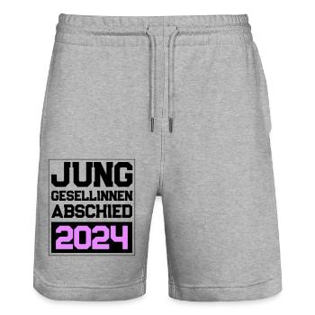 Junggesellinnenabschied Jga 2024 - Stanley/Stella Unisex Bio Joggingshorts Trainer  - Grau meliert - Vorne - Nik (191cm) & Marisol (170cm)