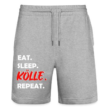 Eat Sleep Kölle Repeat Cologne - Short de jogging bio TRAINER Stanley/Stella unisexe - gris chiné - Devant - Nik (191cm) & Marisol (170cm)