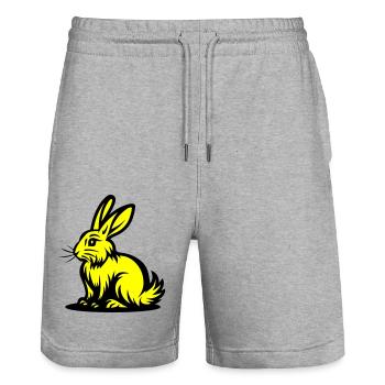 Hase Ostern - Stanley/Stella Unisex Bio Joggingshorts Trainer  - Grau meliert - Vorne - Nik (191cm) & Marisol (170cm)