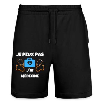 Ich kann keine Medikamente haben - Stanley/Stella Unisex Bio Joggingshorts Trainer  - Schwarz - Vorne - Nik (191cm) & Marisol (170cm)