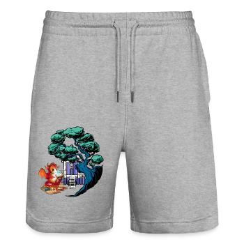 magic, dragon, dragon, mythical creature, fable, magic, child - Stanley/Stella Trainer Unisex Organic Jogging Shorts - heather grey - Front - Nik (191cm) & Marisol (170cm)