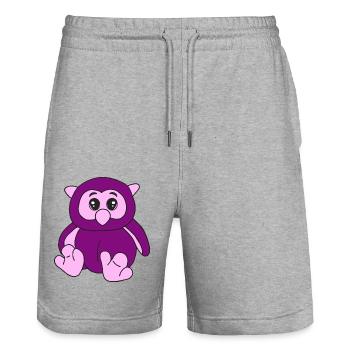 Süße lila Eule - Stanley/Stella Unisex Bio Joggingshorts Trainer  - Grau meliert - Vorne - Nik (191cm) & Marisol (170cm)