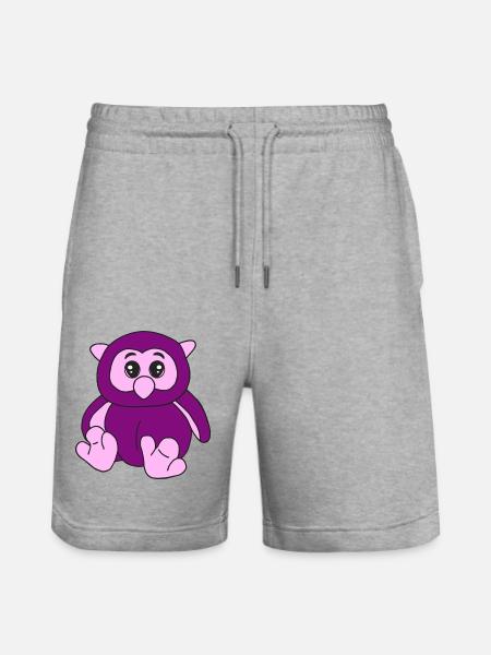 Süße lila Eule - Stanley/Stella Unisex Bio Joggingshorts Trainer  - Grau meliert