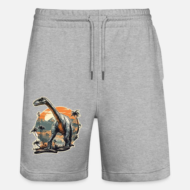 Dinosaurier / Tier / Urzeit / Reptil / Jungs - Stanley/Stella Unisex Bio Joggingshorts Trainer  - Grau meliert