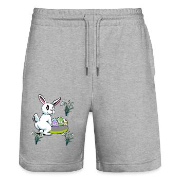 Easter Bunny Easter Nest Eggs Bunny Rabbit Child - Stanley/Stella Trainer Unisex Organic Jogging Shorts - heather grey - Front - Nik (191cm) & Marisol (170cm)