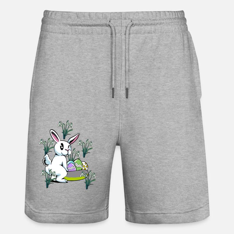 Spring snowdrop flowers Easter bunny - Stanley/Stella Trainer Unisex Organic Jogging Shorts - heather grey