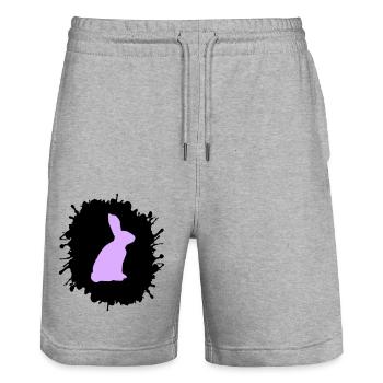 Éclaboussures de lapin - Short de jogging bio TRAINER Stanley/Stella unisexe - gris chiné - Devant - Nik (191cm) & Marisol (170cm)