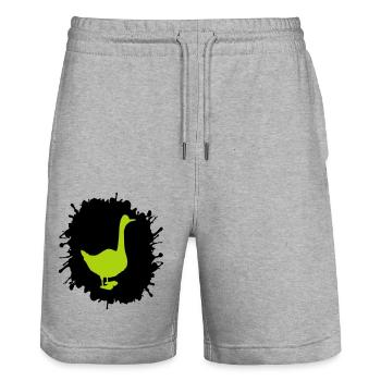 gans splatter - Stanley/Stella Unisex Bio Joggingshorts Trainer  - Grau meliert - Vorne - Nik (191cm) & Marisol (170cm)