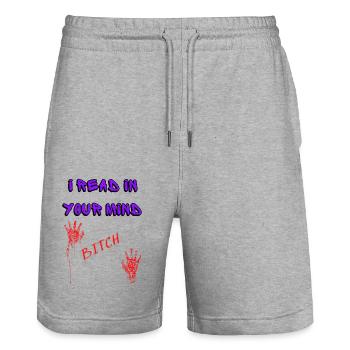 , ich lese deine Gedanken - Stanley/Stella Unisex Bio Joggingshorts Trainer  - Grau meliert - Vorne - Nik (191cm) & Marisol (170cm)