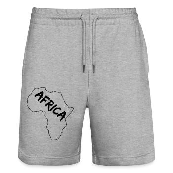 Africa Outline - Stanley/Stella Trainer Unisex Organic Jogging Shorts - heather grey - Front - Nik (191cm) & Marisol (170cm)