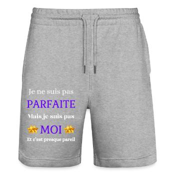Pas parfaite mais moi - Short de jogging bio TRAINER Stanley/Stella unisexe - gris chiné - Devant - Nik (191cm) & Marisol (170cm)