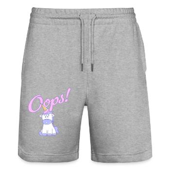Oops, une licorne ! - Short de jogging bio TRAINER Stanley/Stella unisexe - gris chiné - Devant - Nik (191cm) & Marisol (170cm)