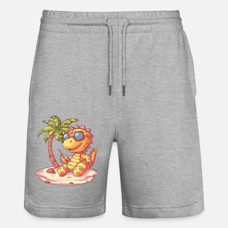 Dinosaure stégosaure palmier de l’île - Short de jogging bio TRAINER Stanley/Stella unisexe - gris chiné