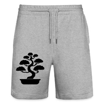 Bonsai Tree - Stanley/Stella Trainer Unisex Organic Jogging Shorts - heather grey - Front - Nik (191cm) & Marisol (170cm)