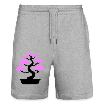 Bonsai Tree Tree - Stanley/Stella Trainer Unisex Organic Jogging Shorts - heather grey - Front - Nik (191cm) & Marisol (170cm)