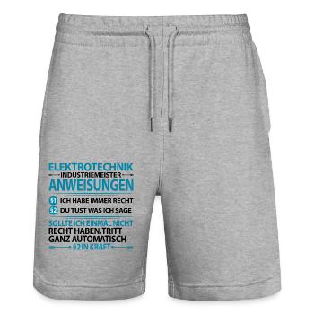 Elektrotechnik Industriemeister Sprüche lustig - Stanley/Stella Unisex Bio Joggingshorts Trainer  - Grau meliert - Vorne - Nik (191cm) & Marisol (170cm)