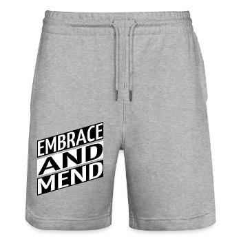 emotional well-being support and encouragement - Stanley/Stella Trainer Unisex Organic Jogging Shorts - heather grey - Front - Nik (191cm) & Marisol (170cm)