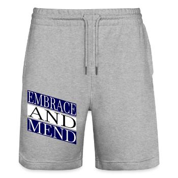 supportive relationships support network present - Stanley/Stella Trainer Unisex Organic Jogging Shorts - heather grey - Front - Nik (191cm) & Marisol (170cm)